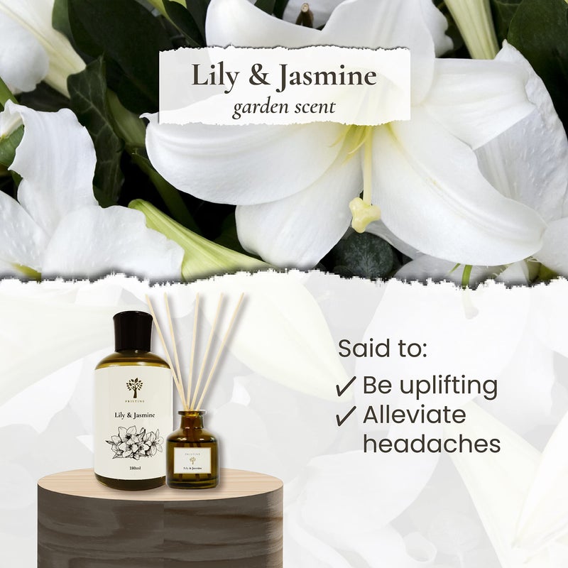 PRISTINE Lily & Jasmine Reed Diffusers for Home & Bathroom | Refreshing Lily of Valley & Jasmine Room Fragrance Reed Diffuser, Oil & Room Diffusers with Reeds Stick Set | Home Fragrance Scent Diffuser - Image 3